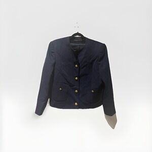 HERBERT GROSSMAN WOMEN'S NAVY BLUE BLAZER L Magnin 16 Preppy‎ Gold Buttons